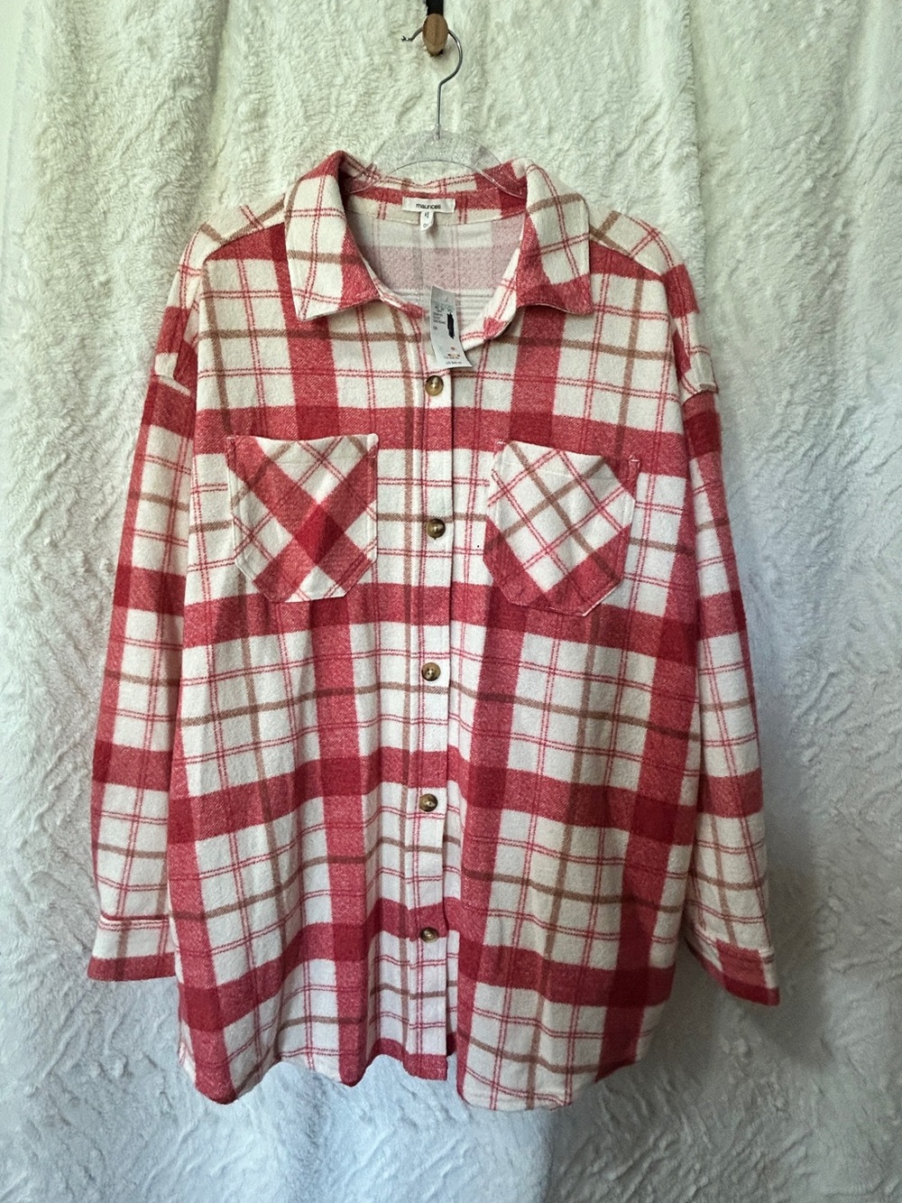 Maurices Pink and White Plaid Kids Pajama Top